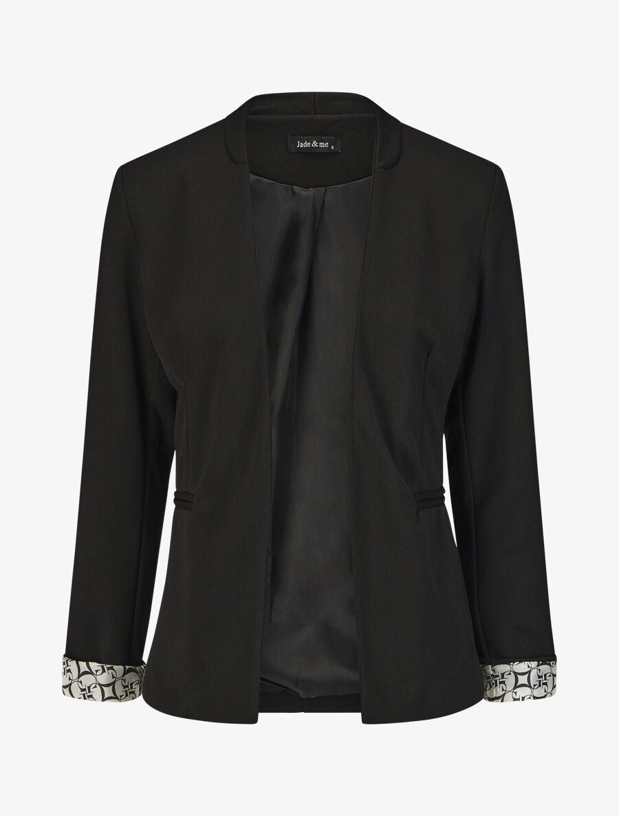 Veste droite à revers graphique - Noir - 1