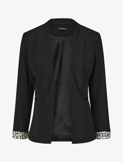 Veste droite à revers graphique - Noir - 1