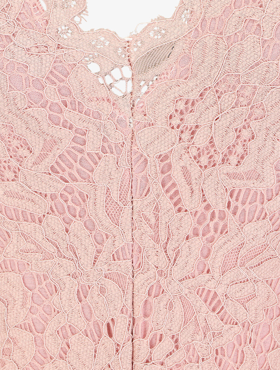 Body en dentelle à manches longues - Rose - 6