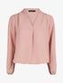 Blouse droite unie à manches longues et col V - Rose - 1