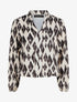 Top droit à manches longues imprimé losanges - Beige - 1
