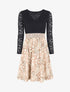 Robe à imprimé graphique et dentelle - Beige - 1
