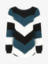 Pull droit rayé col rond - Bleu canard - 1