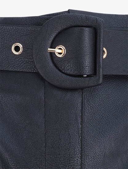 Short paper bag uni en simili - Noir - 3