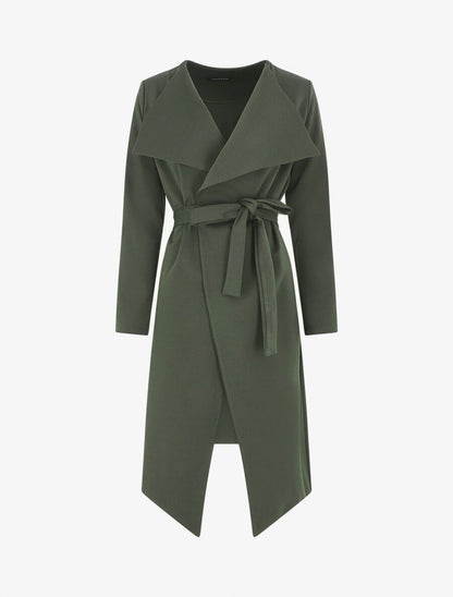 Veste longue ceinturée - Kaki - 4