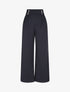 Pantalon ample taille haute à boutons - Marine - 4