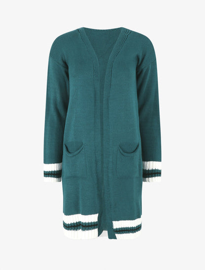 Gilet long coupe droite - Bleu canard - 1