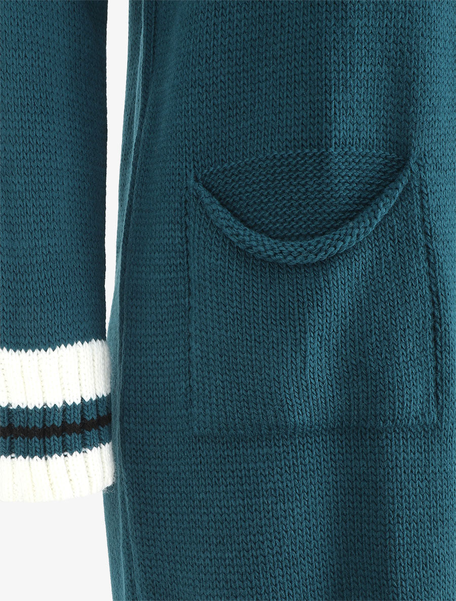 Gilet long coupe droite - Bleu canard - 3