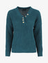 Pull droit uni col V boutonné - Bleu canard - 1