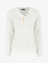 Pull droit uni col V boutonné - Blanc - 1