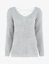 Pull droit col V dos en crochet - Gris clair - 1