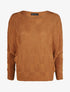 Pull droit col bateau en maille style damier - Camel - 1