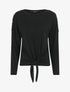 Pull droit uni à noeud et boutons - Noir - 5