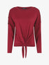 Pull droit uni à noeud et boutons - Bordeaux - 1