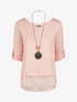 Pull droit uni doublure en voile - Rose - 4