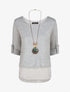 Pull droit uni doublure en voile - Gris - 1