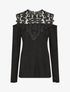 Pull droit à épaules dénudées et crochet - Noir - 1