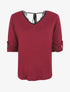 Pull droit dos en V et dentelle - Bordeaux - 1