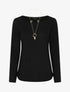 Pull fin uni et sautoir - Noir - 1