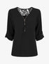 Top droit uni à zip et dentelle - Noir - 4