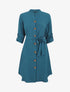 Robe chemise unie manches longues - Bleu - 1