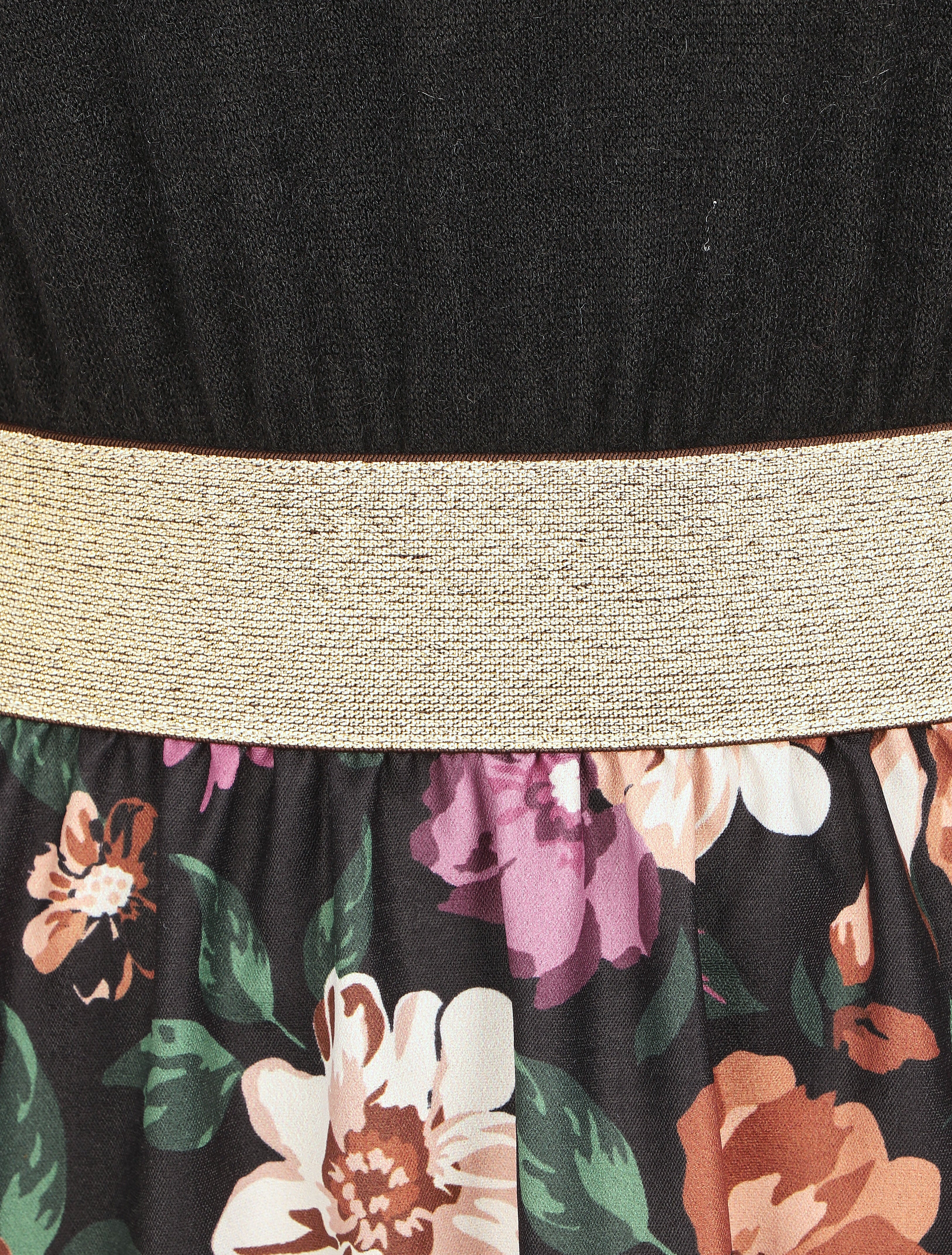 Robe évasée bi-matière imprimé champêtre - Noir - 3