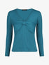 Top ajusté manches longues et noeud - Bleu canard - 1