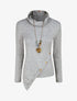 Pull fin asymétrique à col roulé - Gris - 1