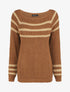 Pull en maille à col bateau - Camel - 5