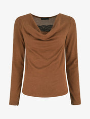 Pull ajusté manche longues col bénitier - Camel - 1