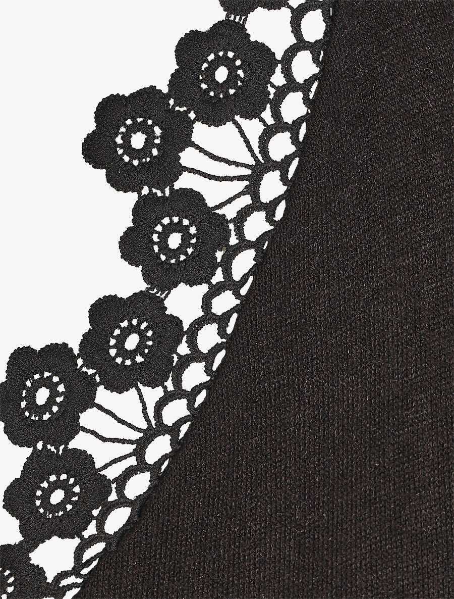Pull fin droit dos en crochet - Noir - 3