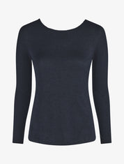 Pull fin droit dos en crochet - Marine - 1
