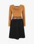 Robe courte évasée col bénitier et manches longues - Camel - 6