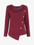 Pull droit à boutons et col bénitier - Bordeaux - 1