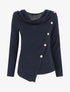 Pull droit à boutons et col bénitier - Marine - 4