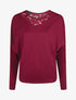Pull droit col en dentelle et manches longues - Bordeaux - 1