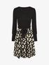 Robe mi-longue évasée imprimé léopard - Noir - 4