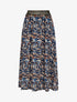 Jupe longue imprimé floral taille haute irisée - Marine - 6