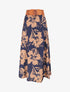 Jupe longue à taille haute imprimé floral - Marine - 1