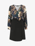 Robe bicolore imprimé fleuri - Marine - 1