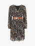 Robe élastiquée à imprimé fleuri - Noir - 1