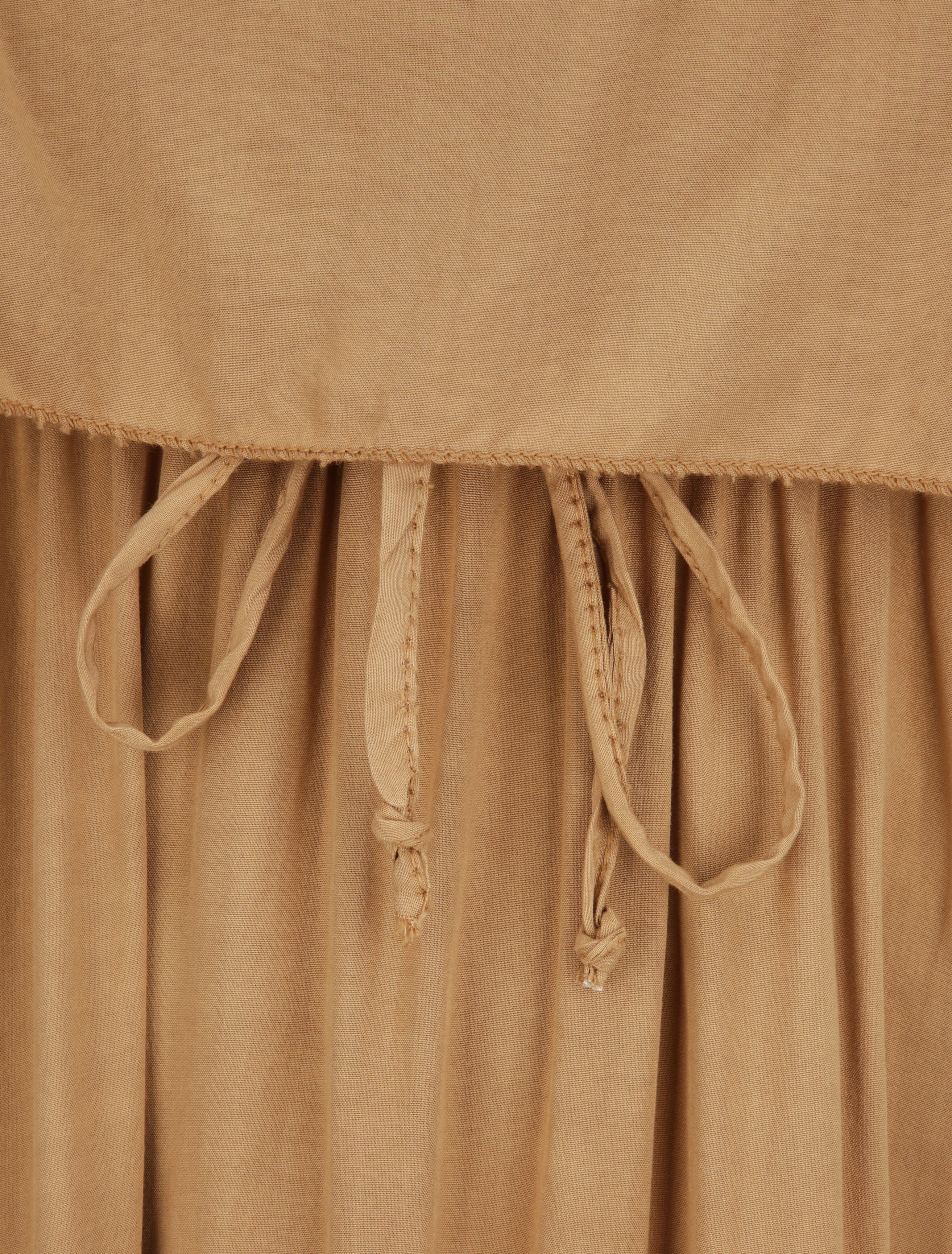 Robe mi-longue asymétrique à grand rabat - Beige foncé - 3