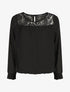 Top uni en voile et dentelle - Noir - 7