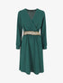 Robe unie à bande élastiquée dorée - Vert sapin - 1