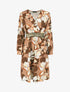 Robe courte évasée imprimé fleuri - Marron - 1