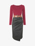 Robe bi-matière effet drapé - Bordeaux - 1
