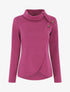 Pull droit col roulé et boutons - Violine - 1
