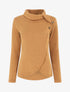 Pull droit col roulé et boutons - Camel - 5