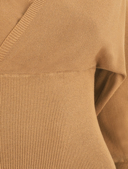 Pull crop top à manches longues - Camel - 3