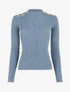 Pull fin côtelé et boutons décoratifs - Bleu - 7